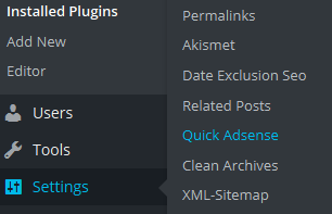 Quick Adsense settings