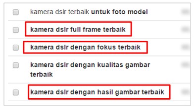 Contoh LSI keywords dari KeywordTool