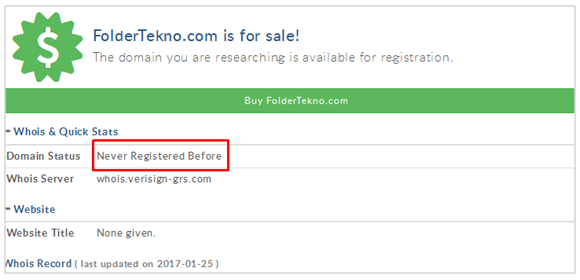 Hasil pemeriksaan riwayat domain