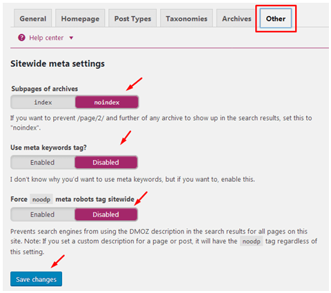 Sitewide meta settings